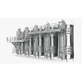 Stainless Steel Wine Tanks Set with Stairs 3D